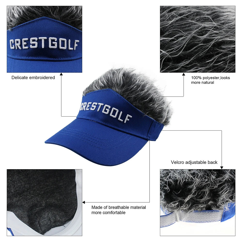 Novelty Golf Baseball Cap Fake Hair Men & Women Breathable Sun Visor Wig Hat Sport Supplies