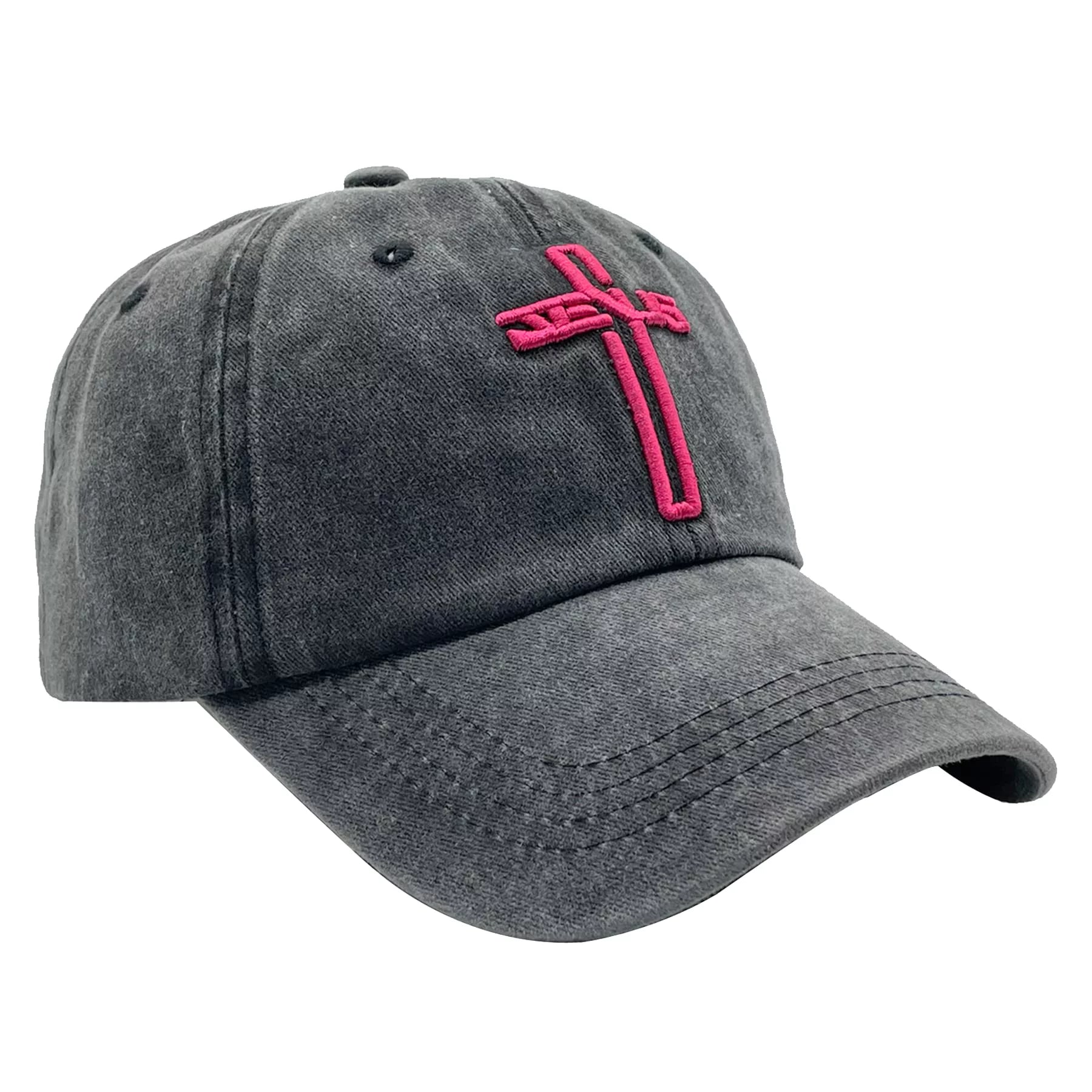 Embroidered Christian Jesus Cross Hat for Men Women, Vintage Washed Dad Hats Adjustable Baseball Cap