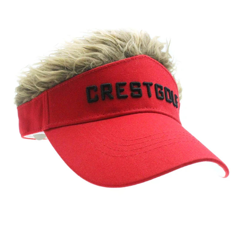 Novelty Golf Baseball Cap Fake Hair Men & Women Breathable Sun Visor Wig Hat Sport Supplies