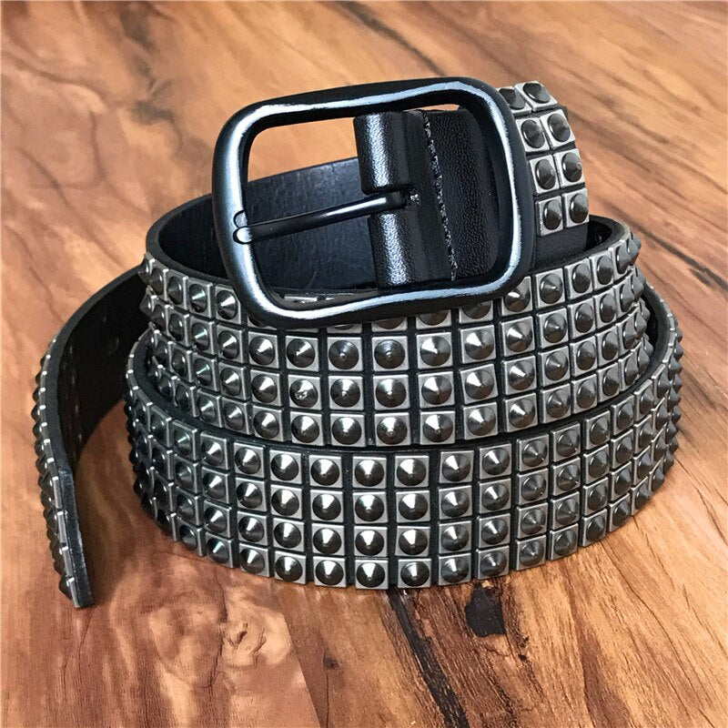 Men'S Leather Belt Punk Belt Jeans Belt Men'S Rock Style Western Cowboy Rivet Metal Belt Jeans Belt for Men Male Belt MBT0593