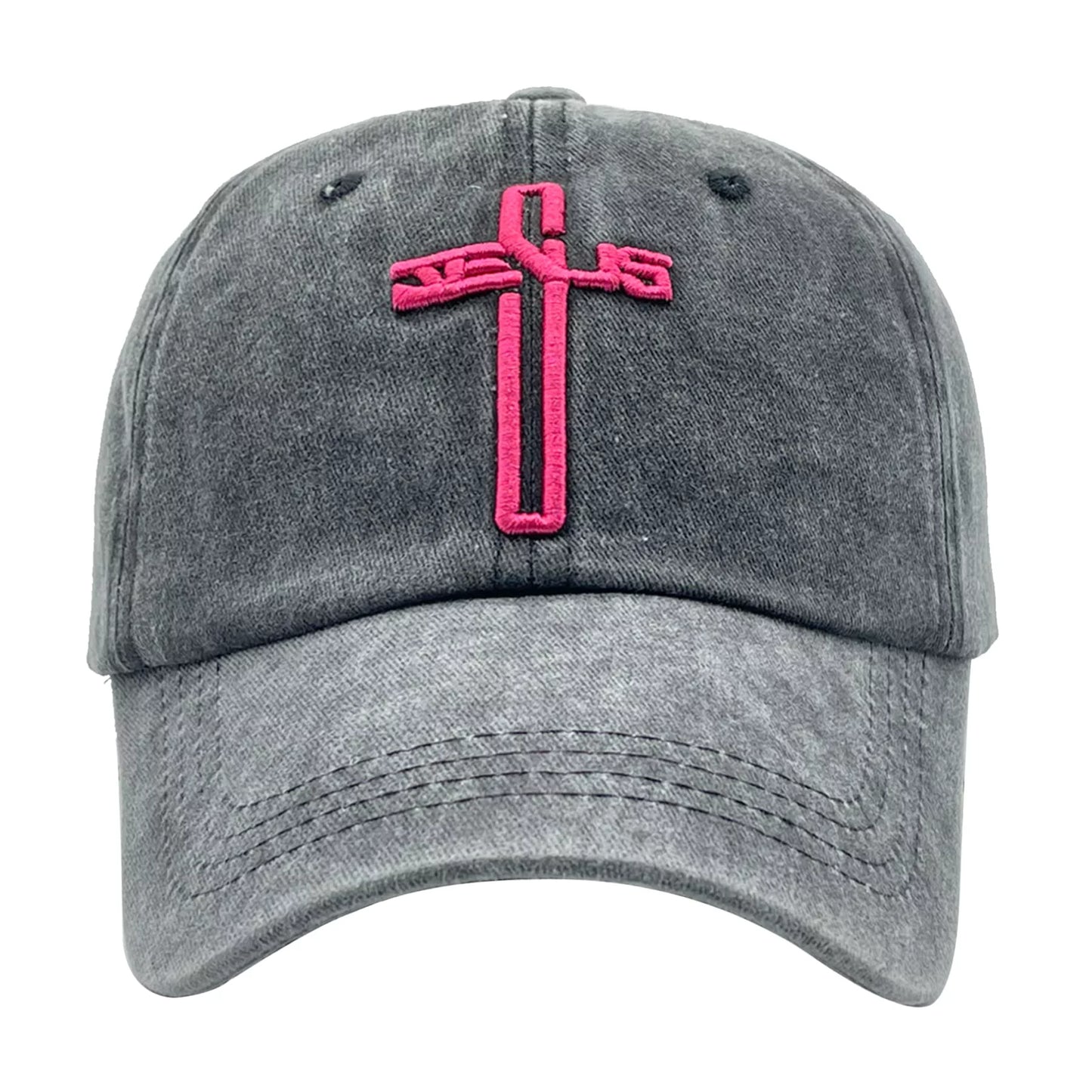 Embroidered Christian Jesus Cross Hat for Men Women, Vintage Washed Dad Hats Adjustable Baseball Cap