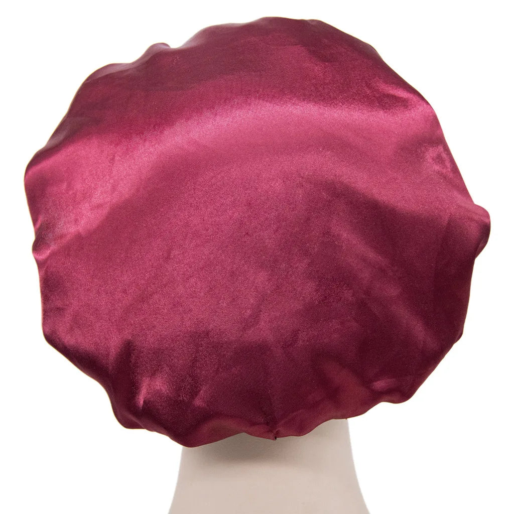 New Imitation Silk Nightcap Satin Elastic Narrow Brim Shower Cap round Hat Home Hair Care Cap