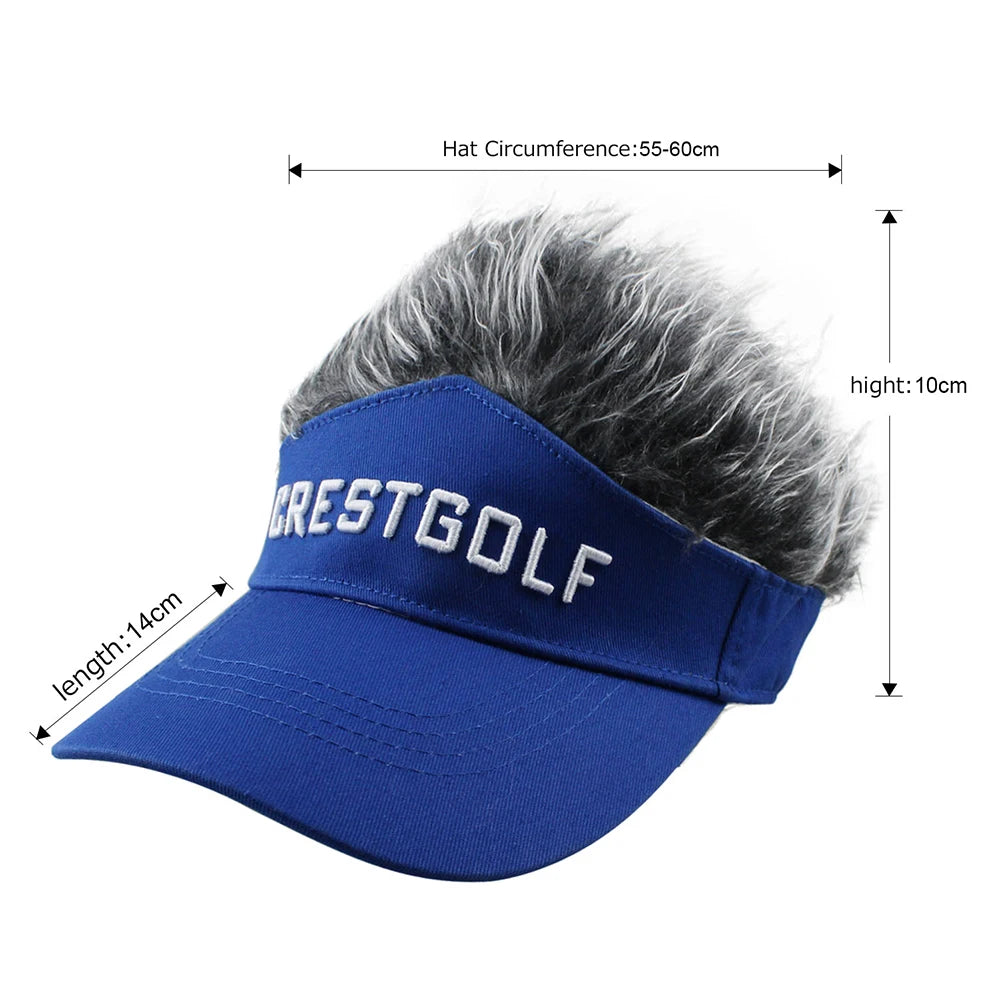 Novelty Golf Baseball Cap Fake Hair Men & Women Breathable Sun Visor Wig Hat Sport Supplies