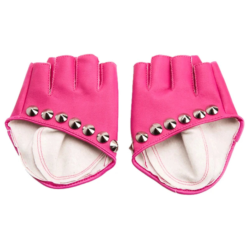 Female Gloves 2017 Fashion Women PU Leather Motorcycle Bike Car Fingerless Performances Gloves Fingerless Gloves for Fitness